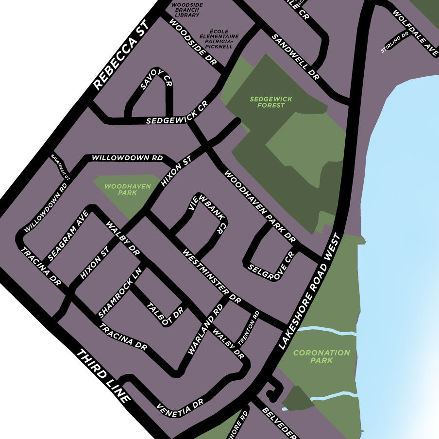 Southwest Oakville Neighbourhood Map Print