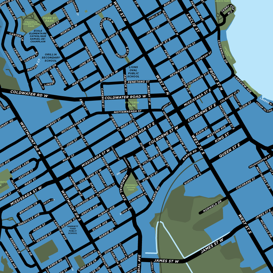 Orillia Map Print