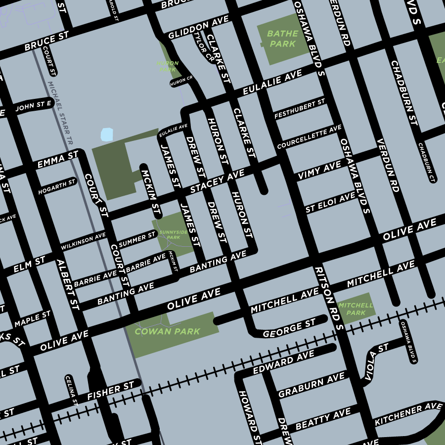 Central Neighbourhood Map Print (Oshawa)