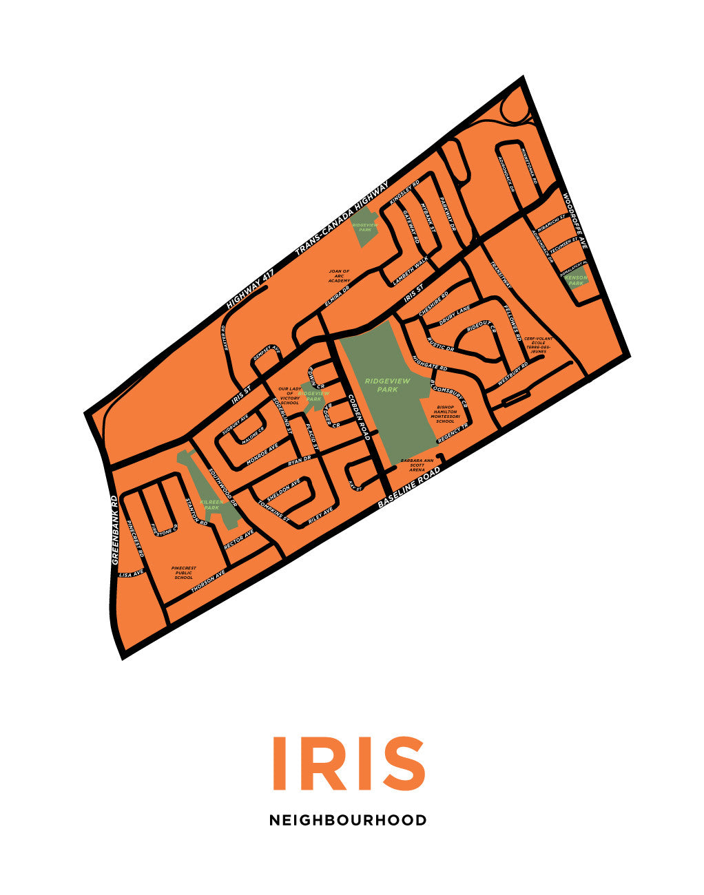 Iris Neighbourhood Map Print (Ottawa)