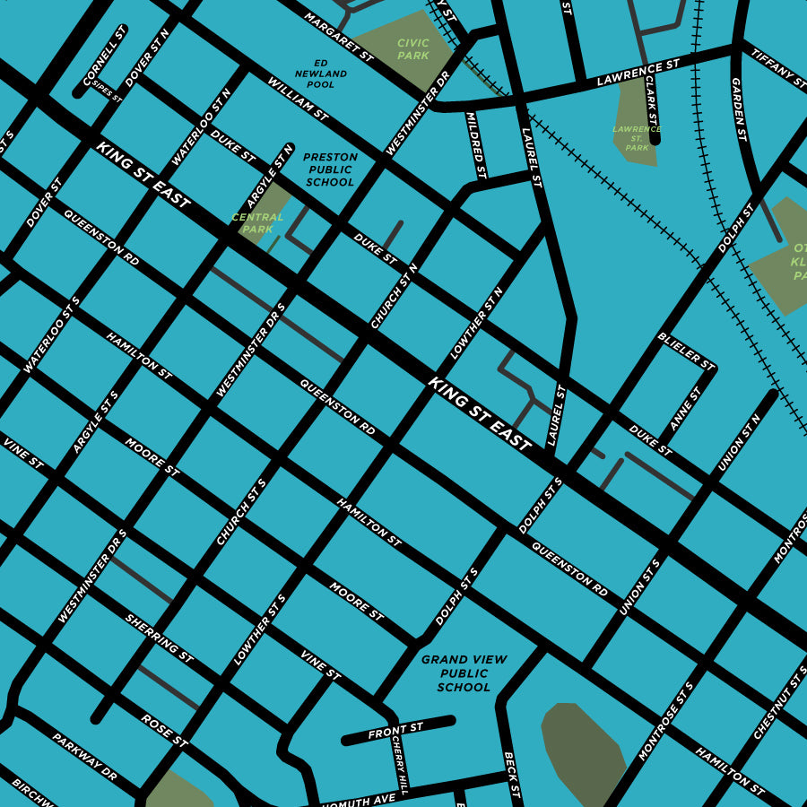 Preston Centre Map Print (Cambridge)