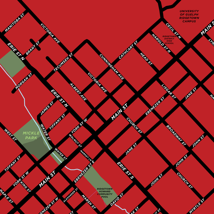 Ridgetown Map Print