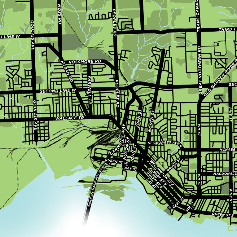 Sault Ste. Marie Map Print