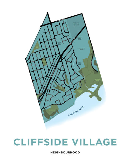 Cliffside Village Neighbourhood Map Print