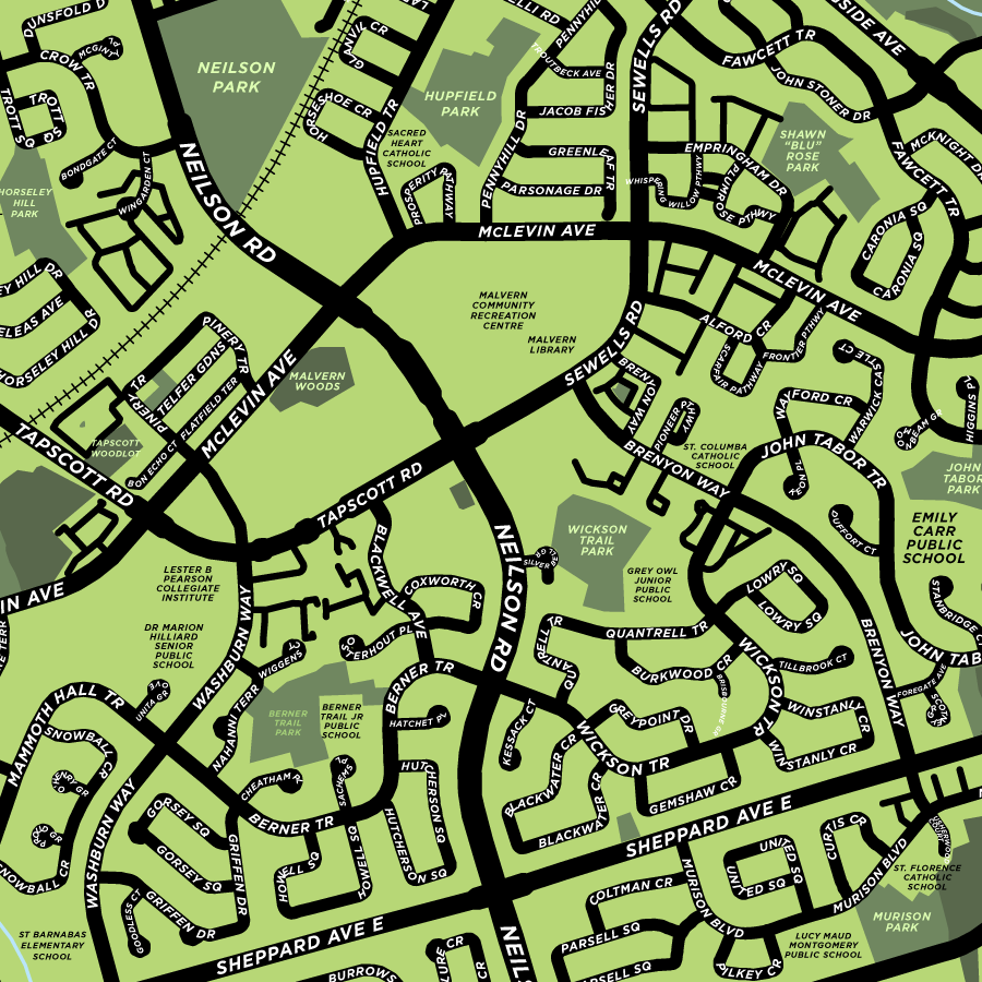 Malvern Neighbourhood Map Print