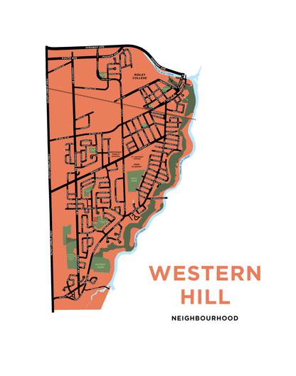 Western Hill Map Print