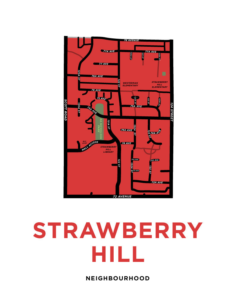 Strawberry Hill Neighbourhood Map Print (Surrey, BC)