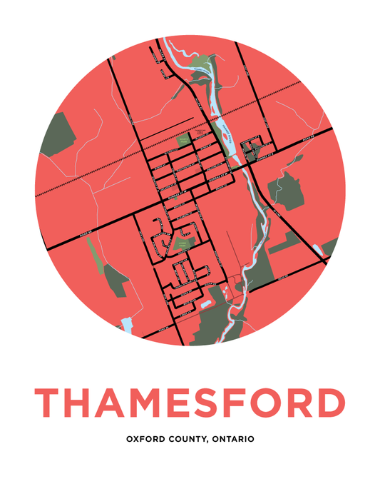 Thamesford Map Print