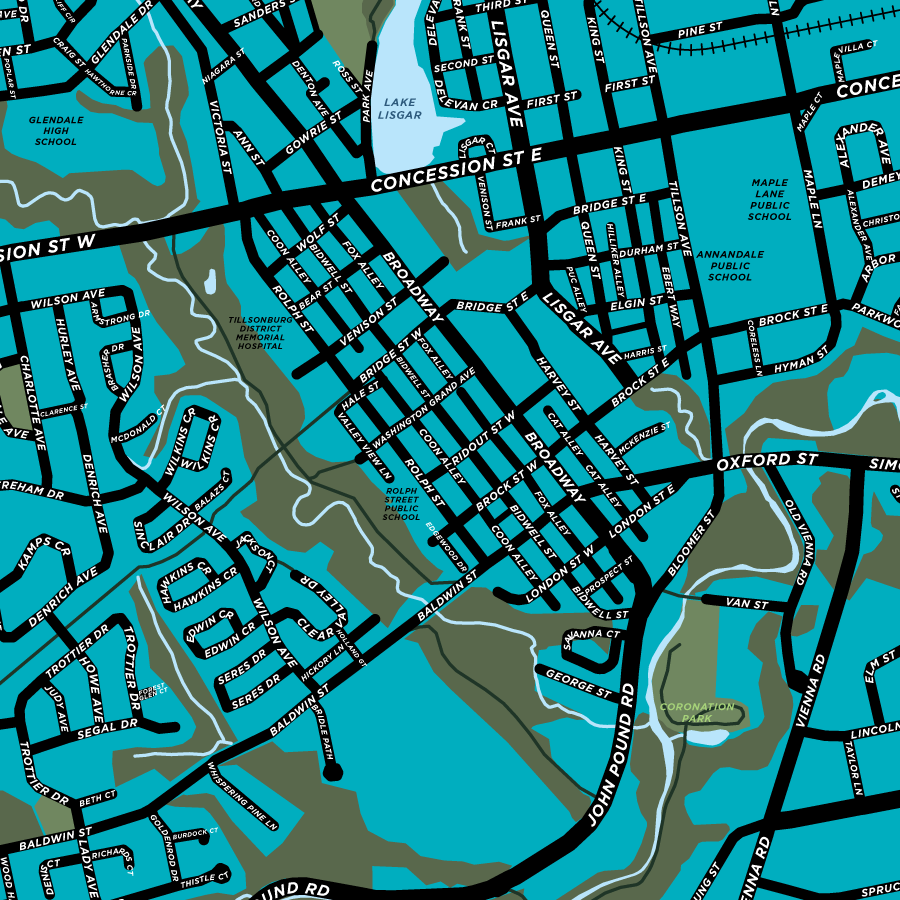 Tillsonburg Map Print