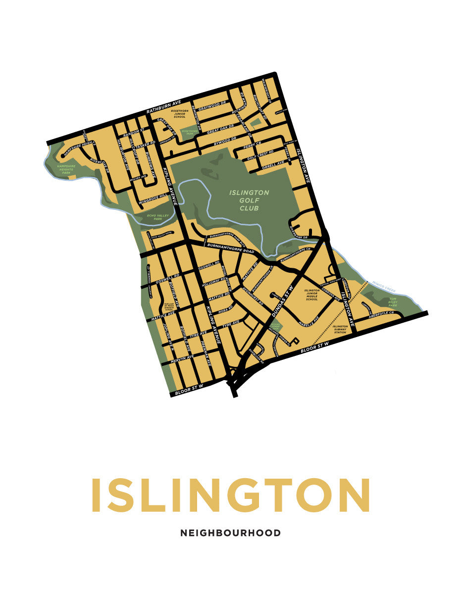 Islington Neighbourhood Map Print (Etobicoke)