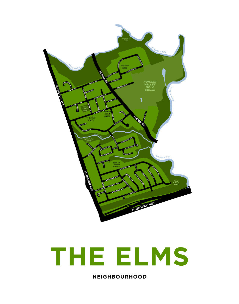 The Elms Neighbourhood Map Print