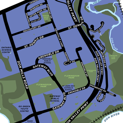 Flemingdon Park Neighbourhood Map Print