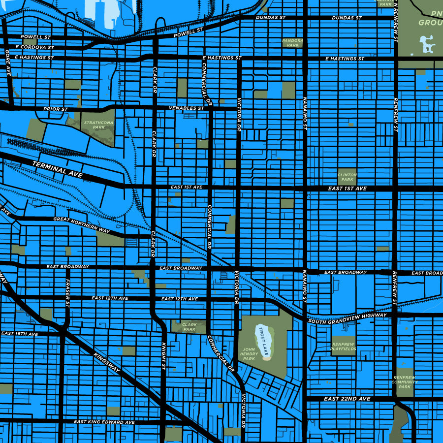 East Vancouver Map Print