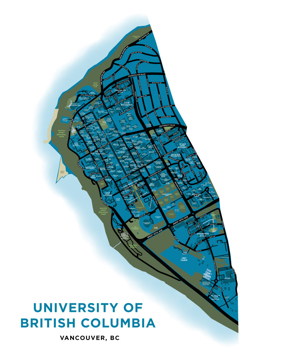 University of British Columbia Campus Map Print