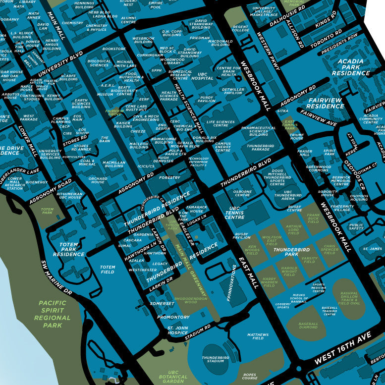 University of British Columbia Campus Map Print