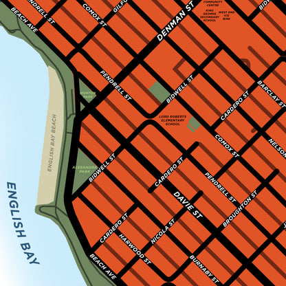 West End Neighbourhood Map Print (Vancouver)