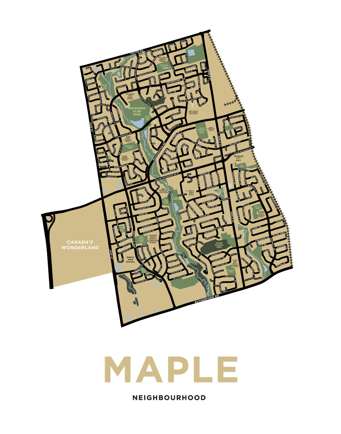 Maple Neighbourhood Map Print (Vaughan, Ontario)