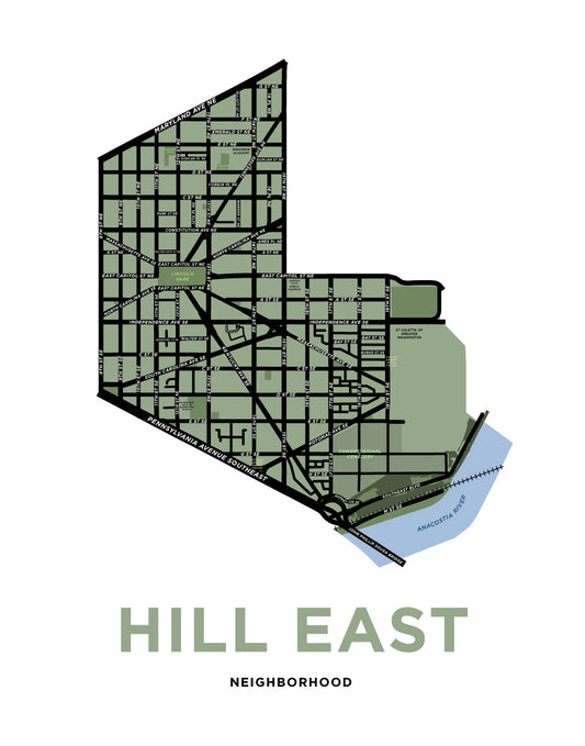 Hill East Neighbourhood Map Print