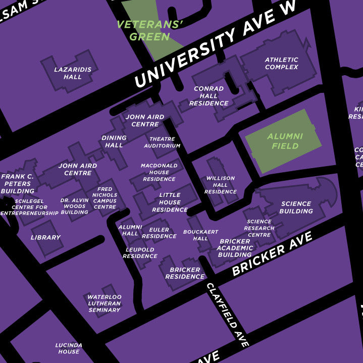 Wilfrid Laurier University - Waterloo Campus Map Print