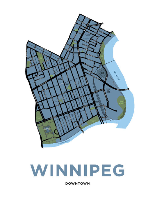 Downtown Winnpeg Neighbourhood Map Print