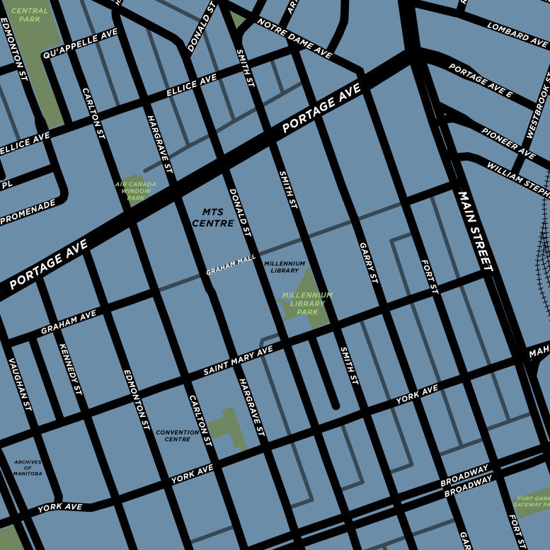 Downtown Winnpeg Neighbourhood Map Print